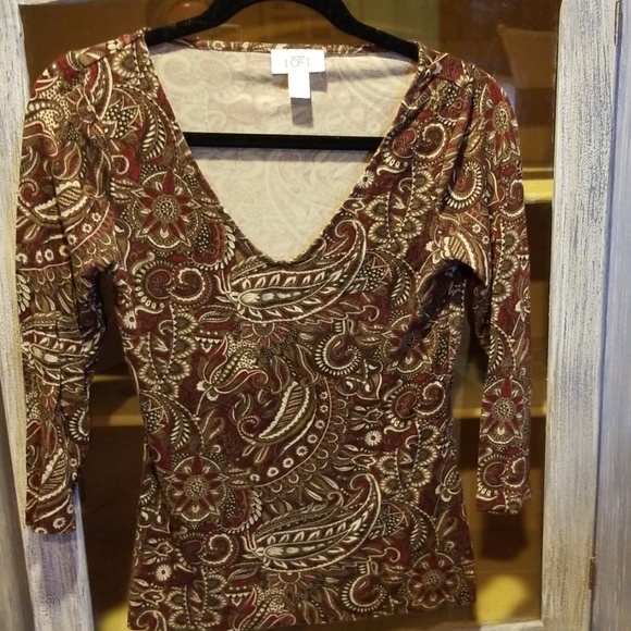 Ann Taylor Loft Multi colored V Neck S. B052 - Picture 1 of 5